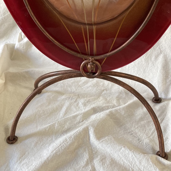 Mark Hines Sculpture Vase Slumped Glass Red Gold. Signed - Picture 3 of 15